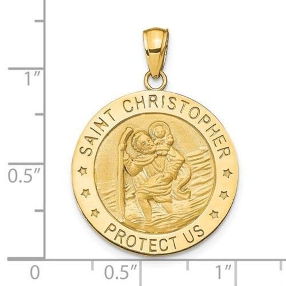 New 14k Saint Christopher Medal Pendant - Picture 3 of 4